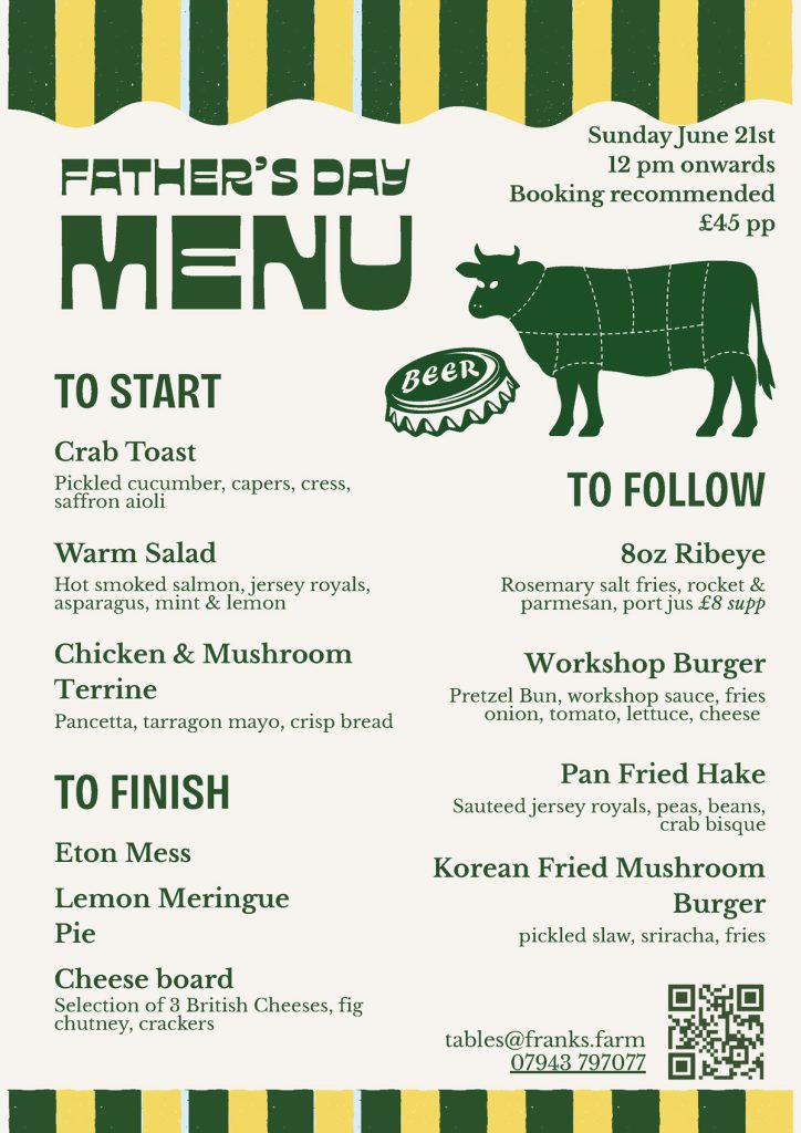 Fathers Day Menu at Franks Farm 2026