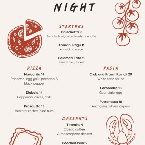 Red Simple Italian Restaurant Food Menu